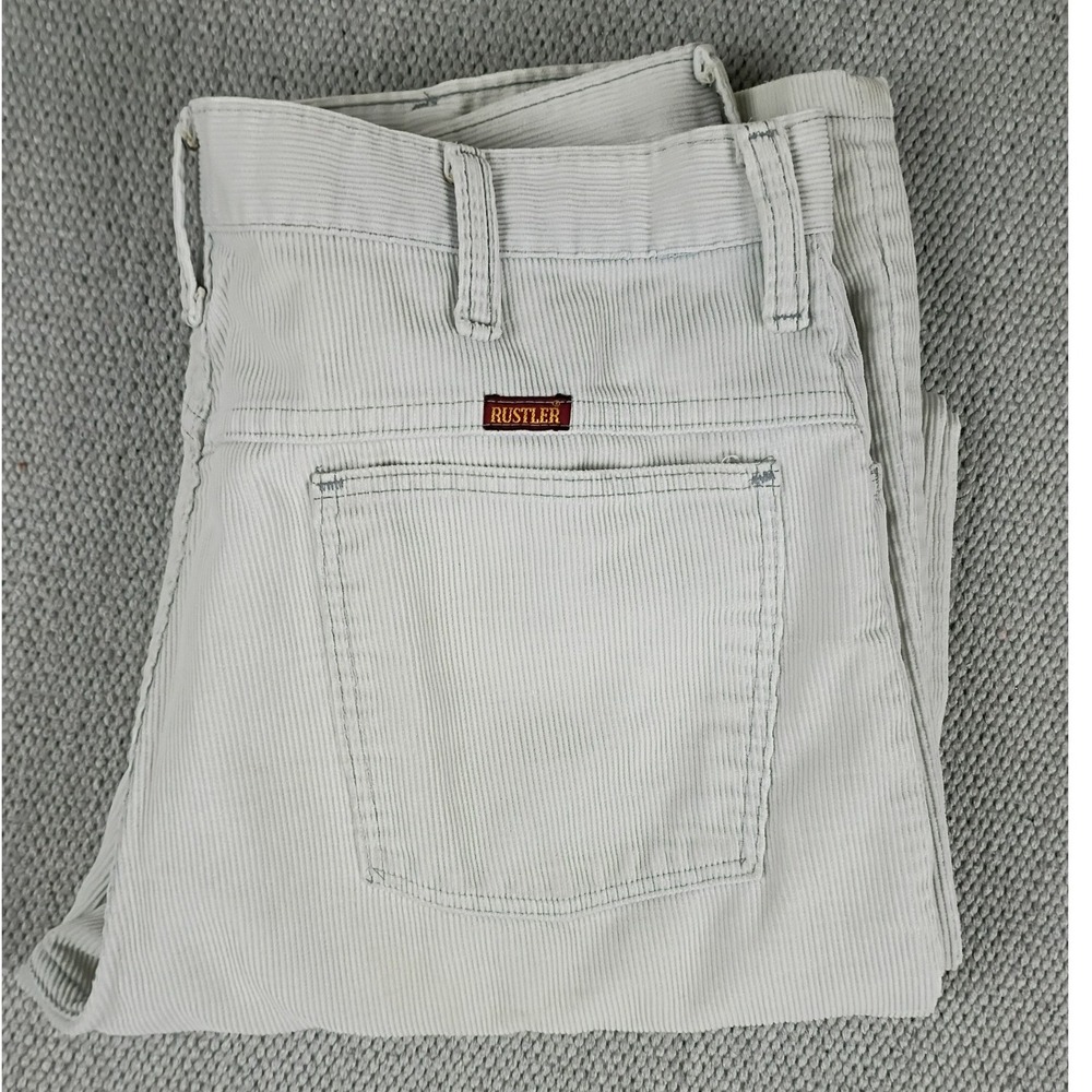 Rustler Vintage Corduroy‎ Pants Mens 31x31 Light Gray Straight Leg 89661SM USA